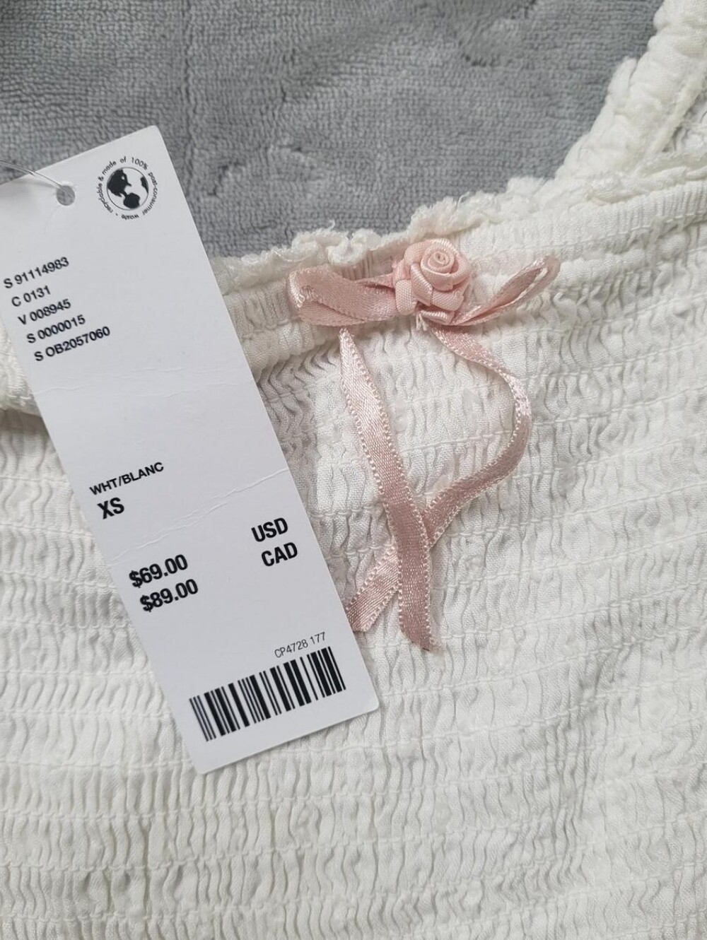 Urban Outfitters White Mini Romper with Pink Bow XS - Picture 3 of 5